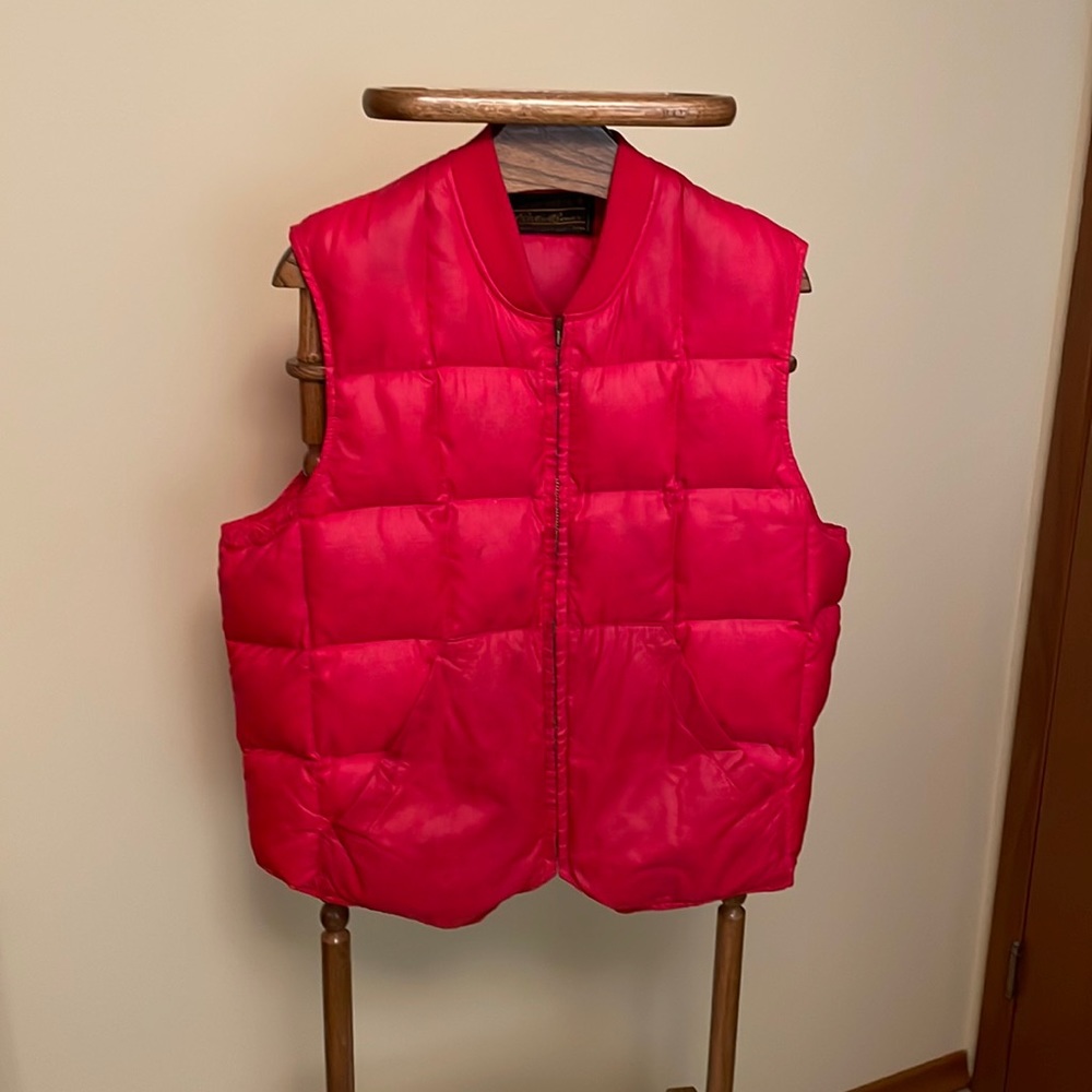 VINTAGE 1990'S EDDIE BAUER GOOSE DOWN RED VEST MEN'S SIZE LARGE